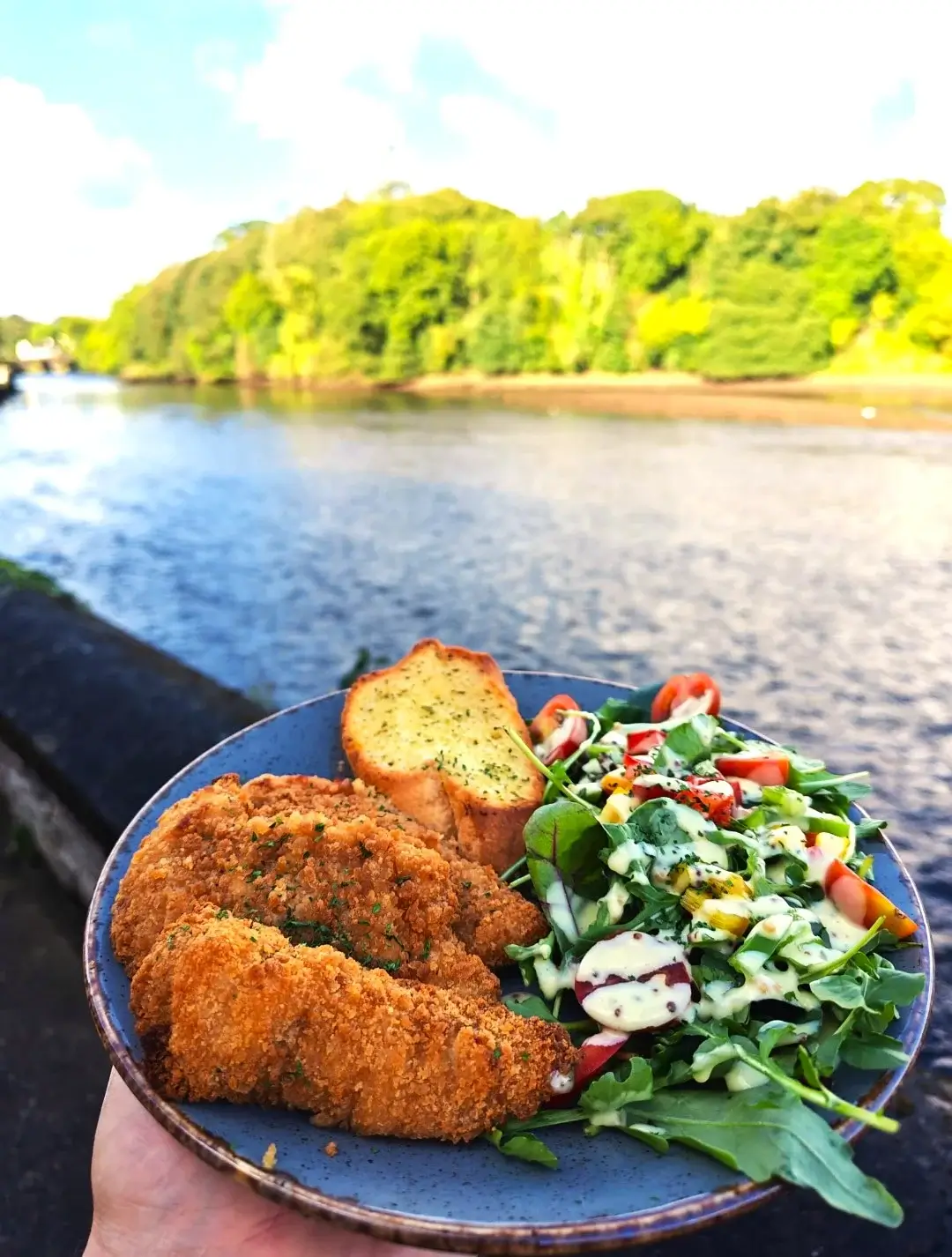 Chicken tenders, side salad and garlic bread at Fiffi's Coffee in Ramelton, County Donegal