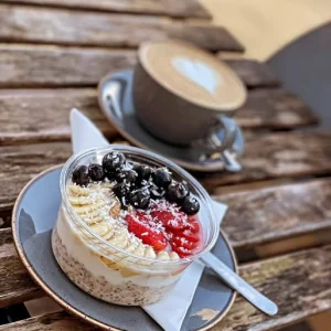 acai bowl-strawberry-berries-banana-coffee-treat